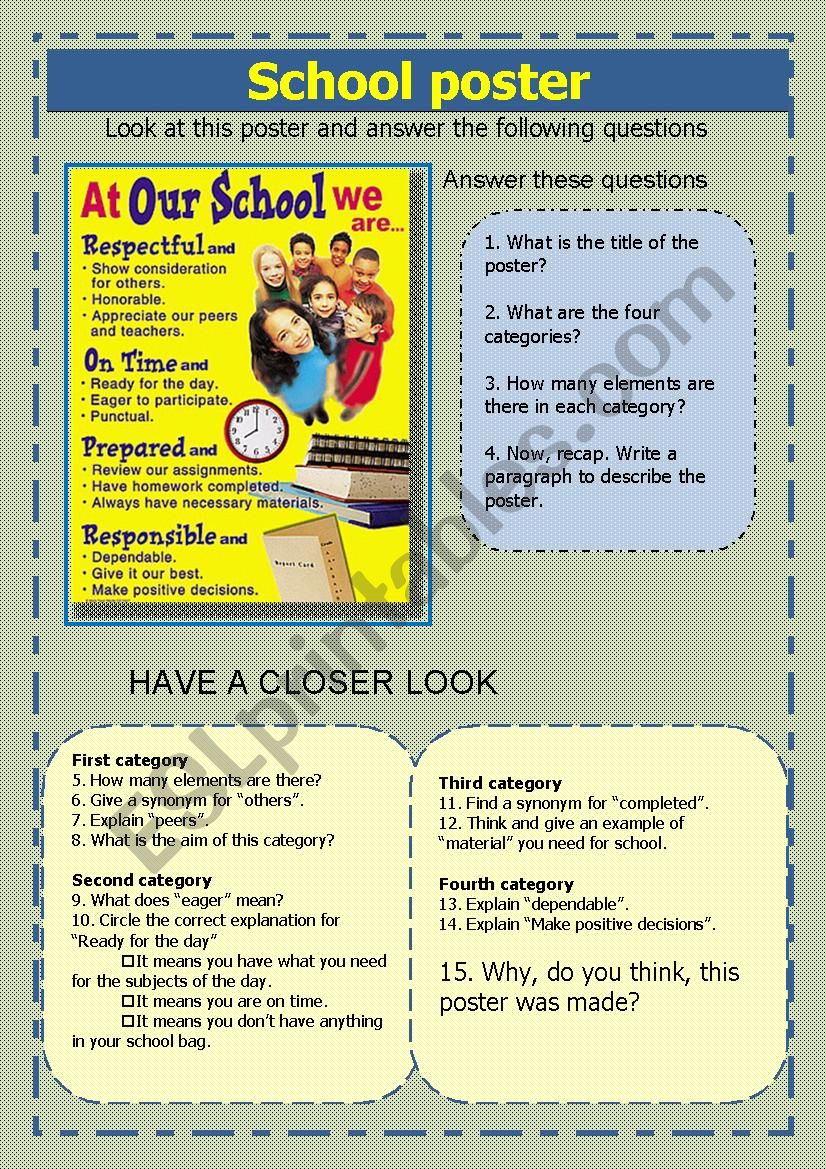 School poster worksheet
