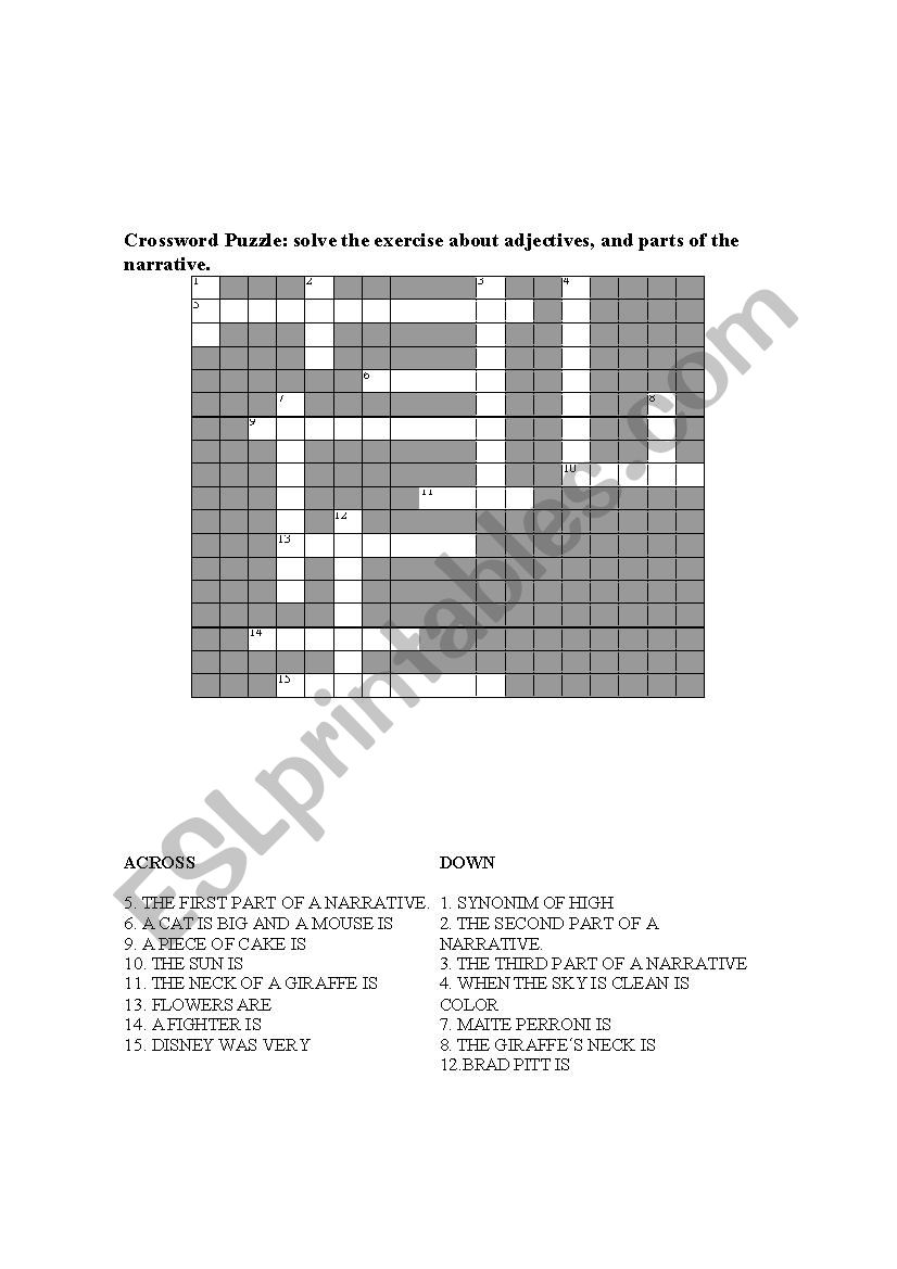 crossword worksheet