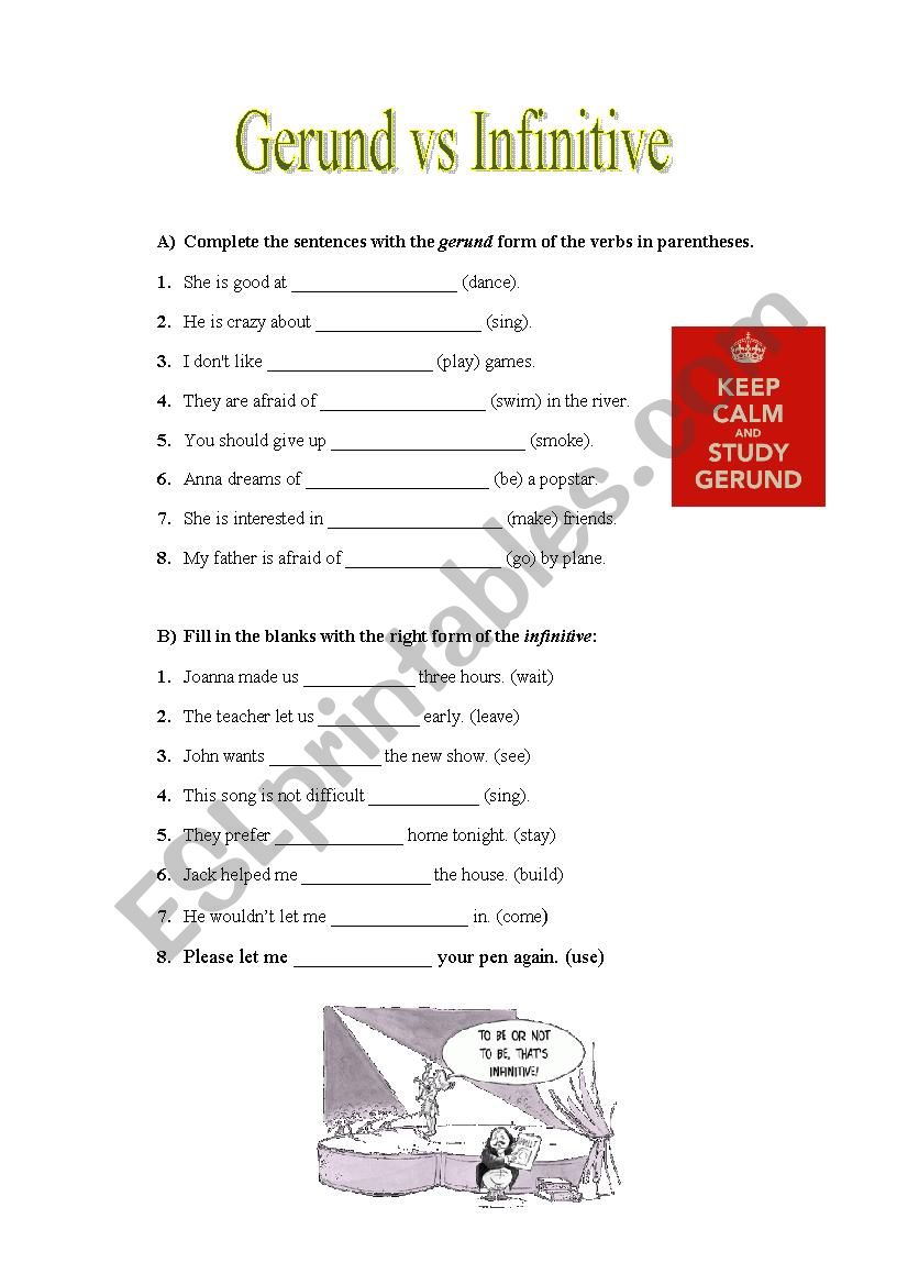 Gerund vs Infinitive worksheet