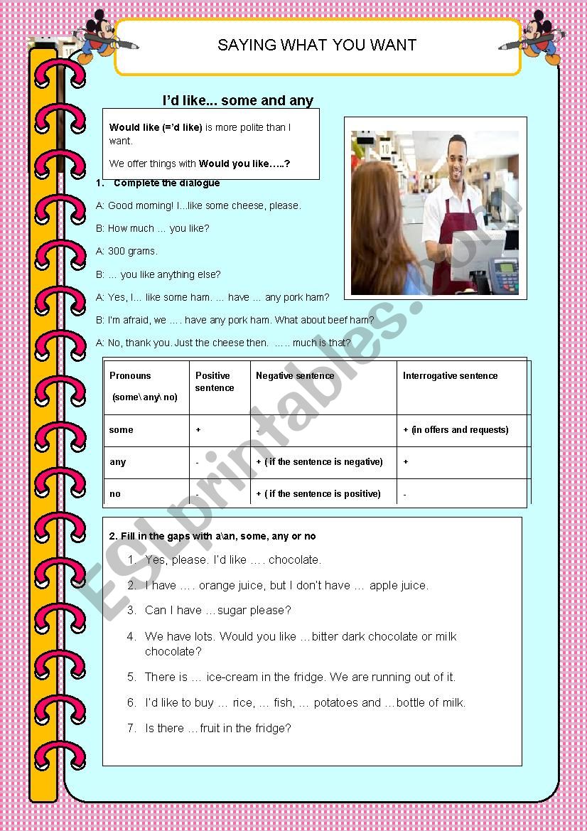 Saying what you want worksheet
