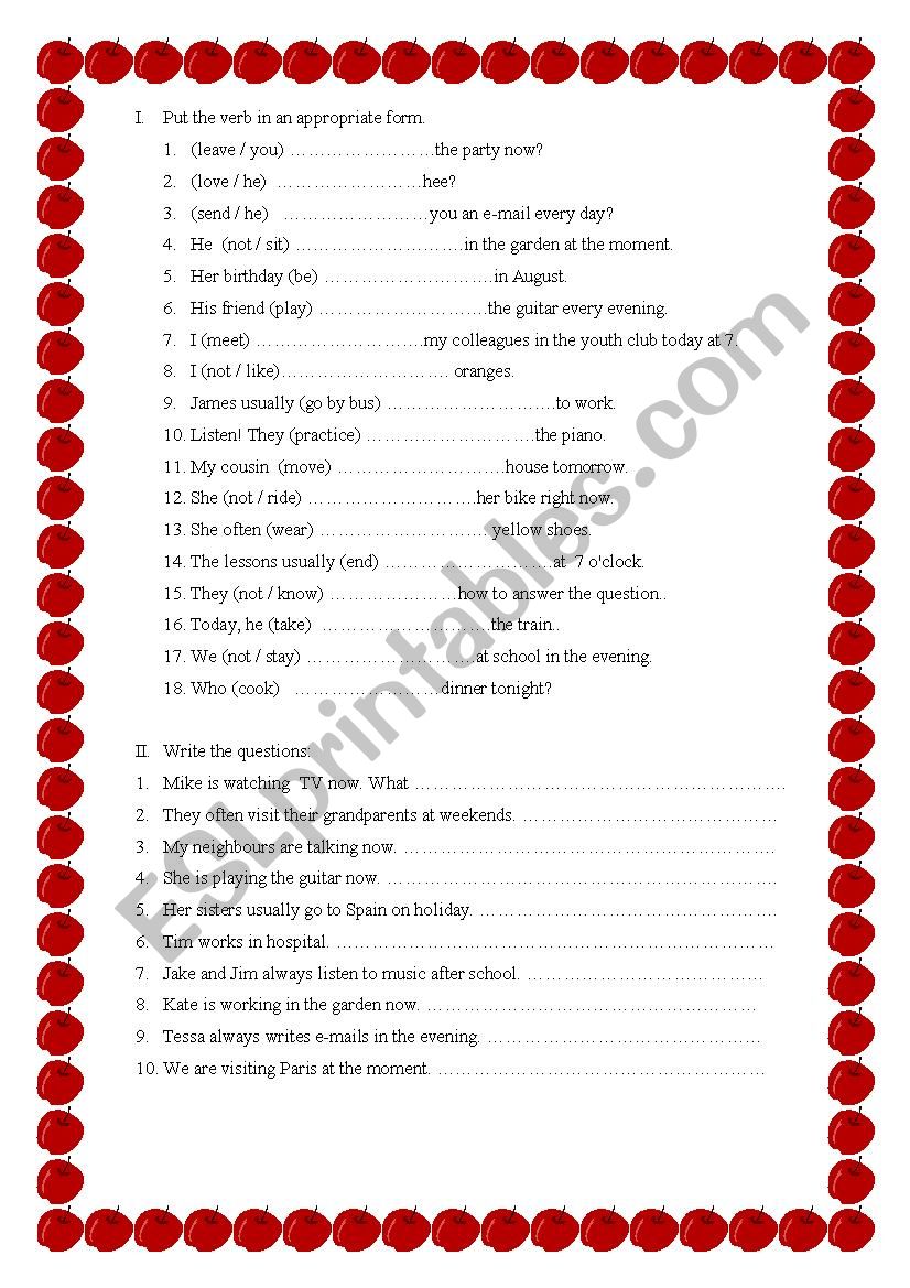 grammar exercise worksheet