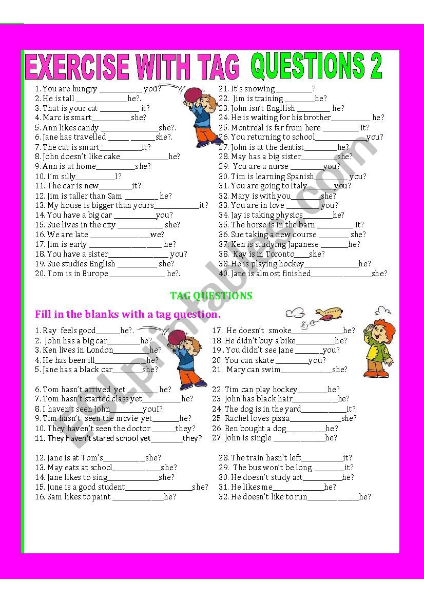 EXERCISE WITH TAG QUESTIONS 2 worksheet