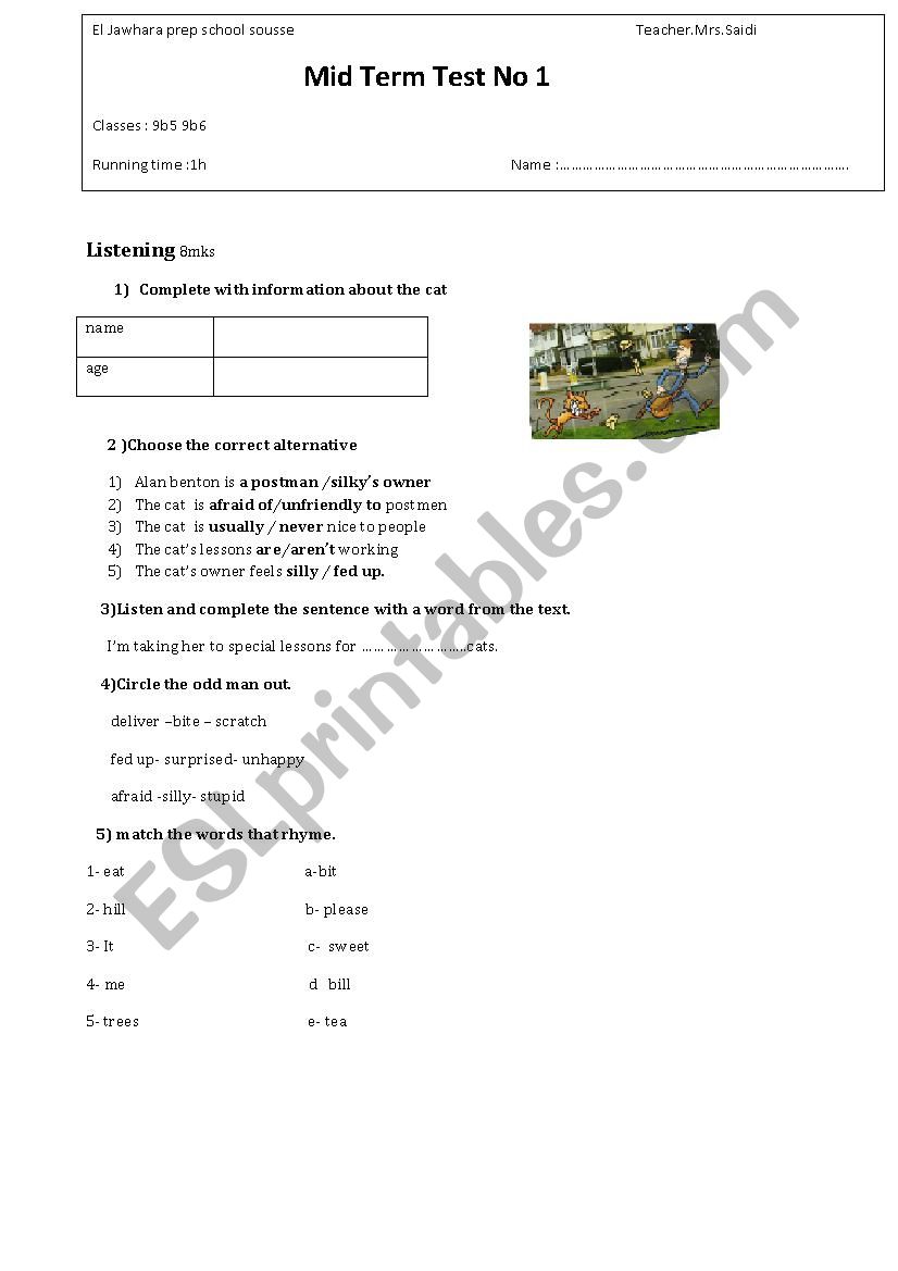 english test for 9th formers worksheet