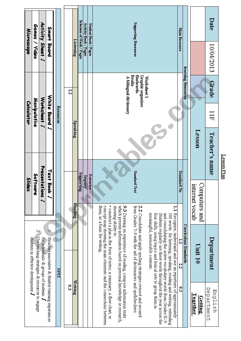 internet and technology worksheet