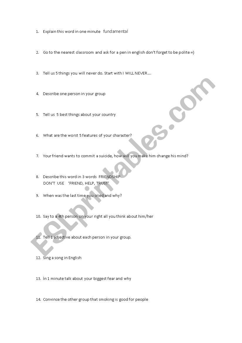 speaking game (part 2) worksheet