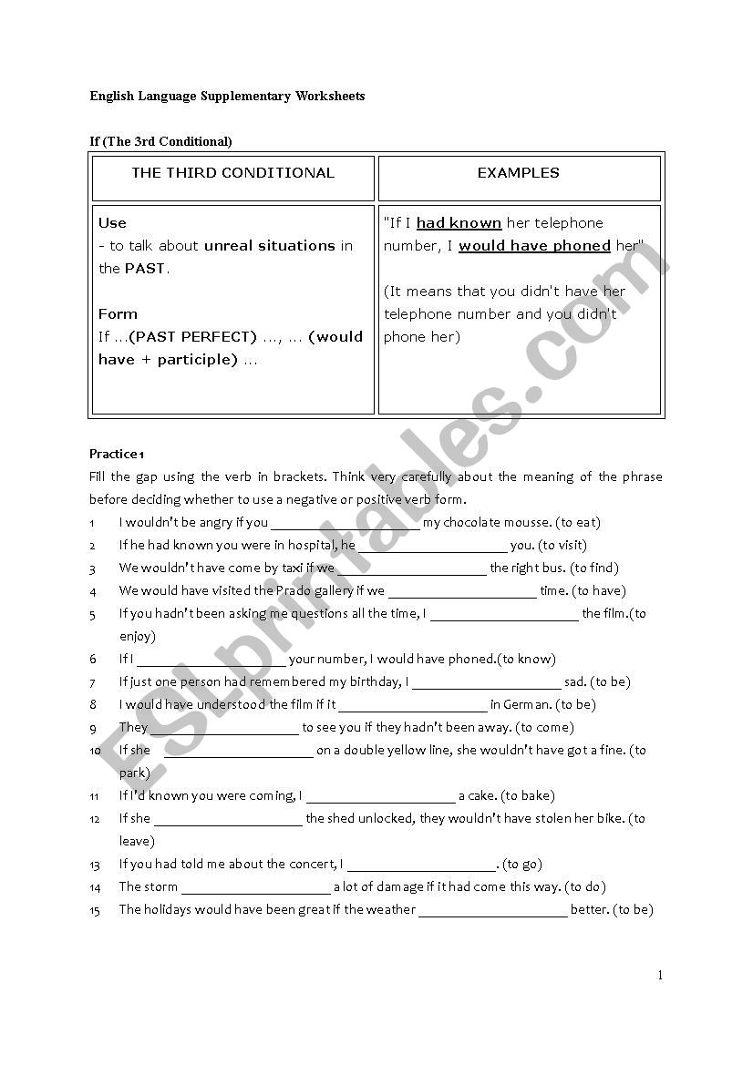 Conditional Type 3 worksheet