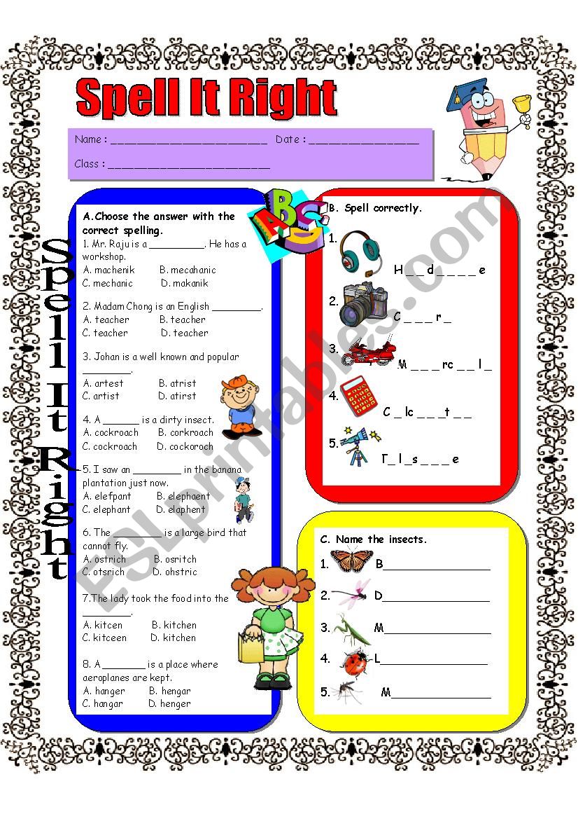 Spell It Right worksheet