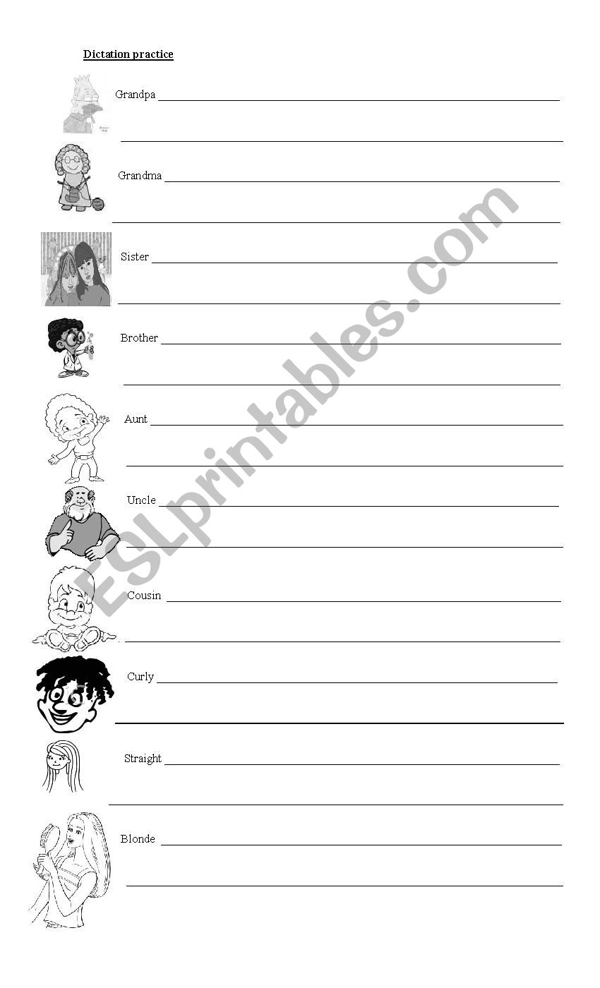 dictation practice worksheet