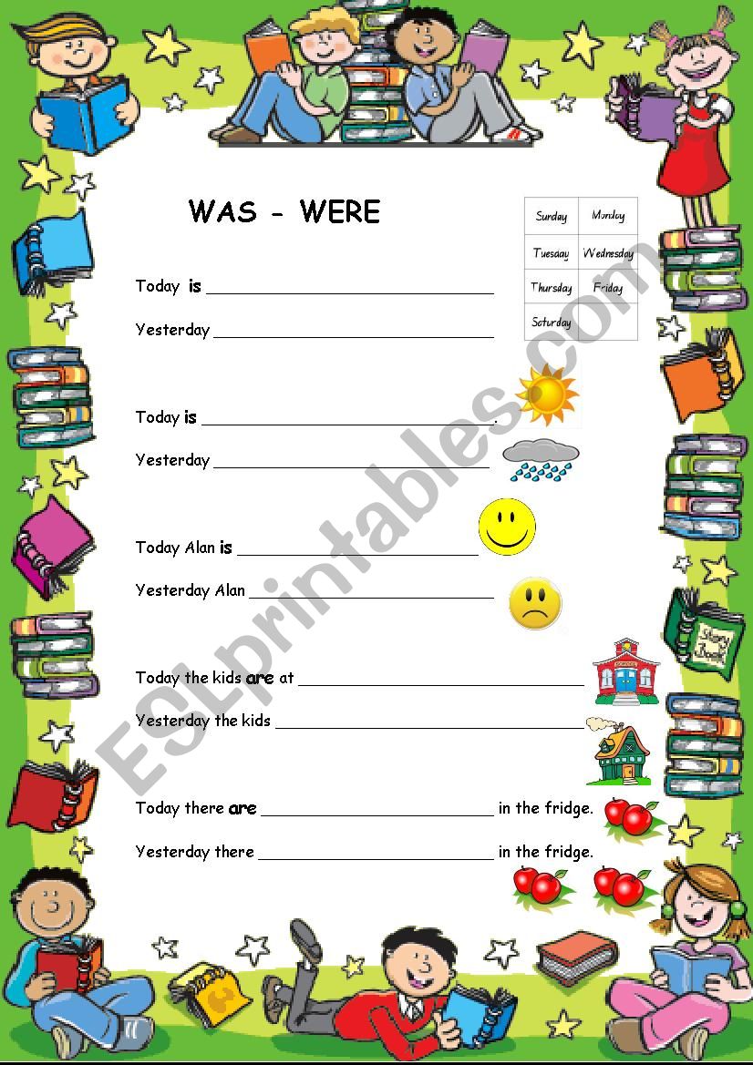 WAS - WERE worksheet