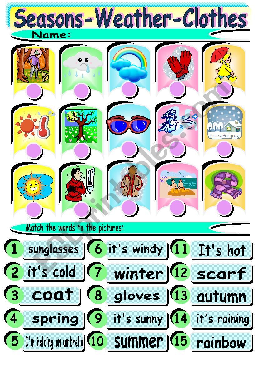 seasons-weather- clothes worksheet