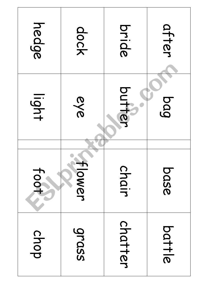 Bingo Compound Words worksheet