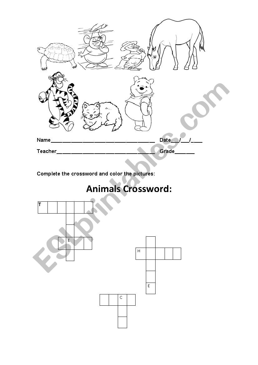 Animals Crossword worksheet