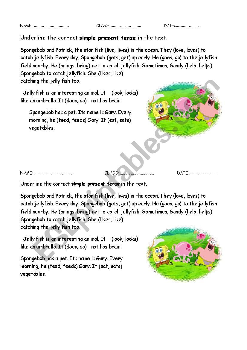 simple present tense worksheet