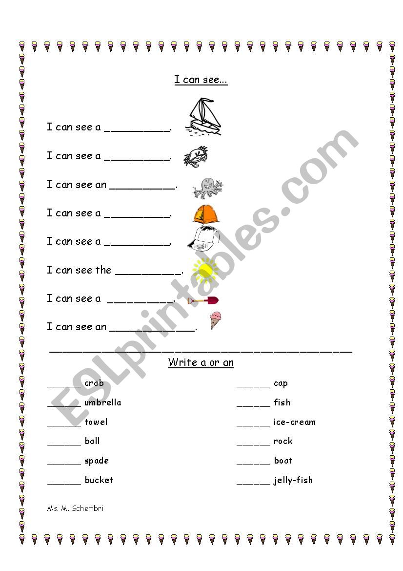 Sea side worksheet