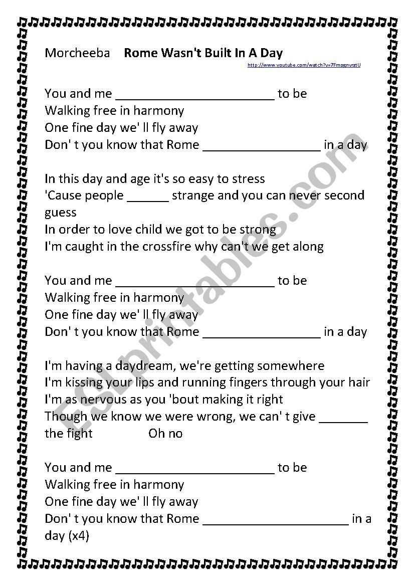 passive voice - song ROME WASNÂ´T BUILT IN A DAY 