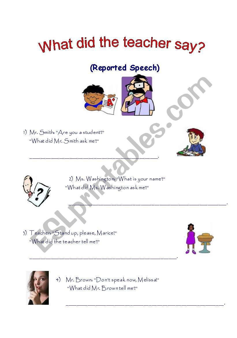 Reported speech worksheet