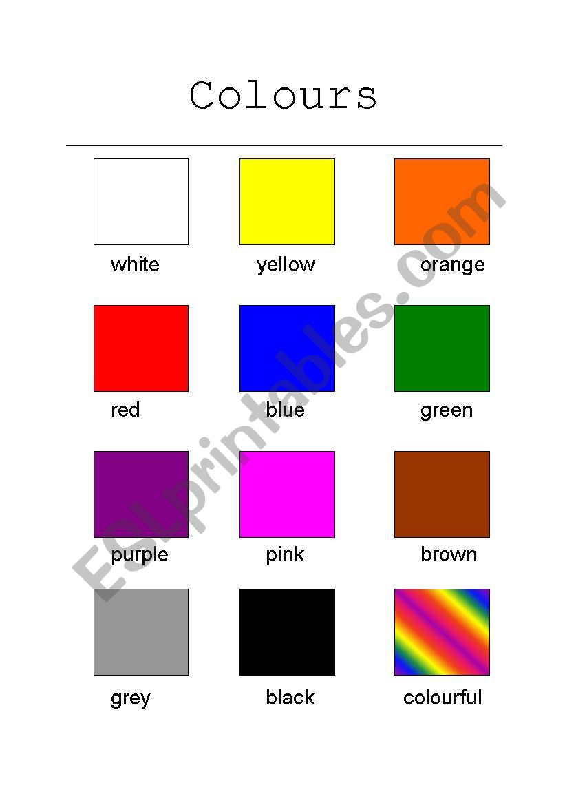 Colours for the classroom worksheet