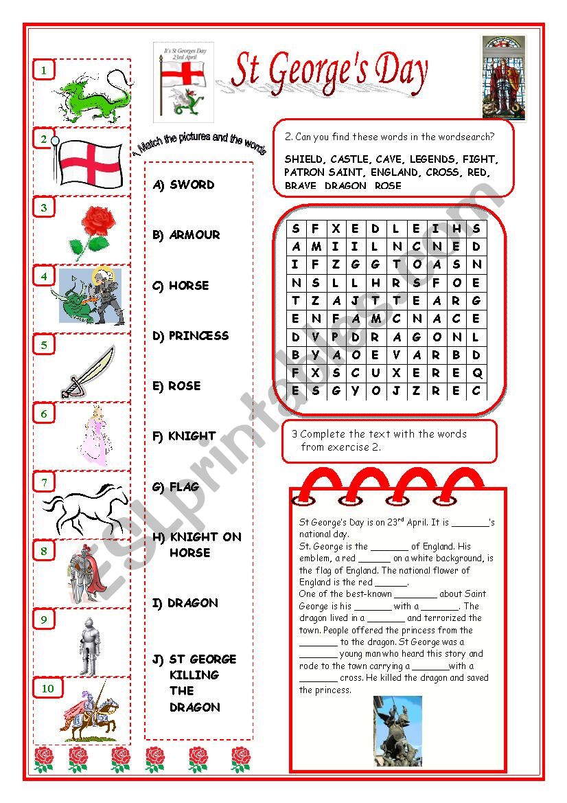 St Georges Day worksheet