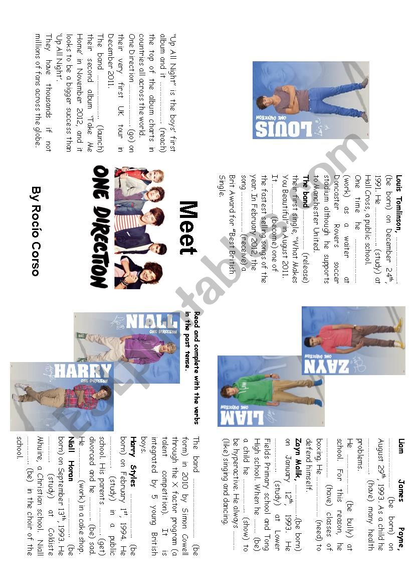 One Direction Minibook worksheet