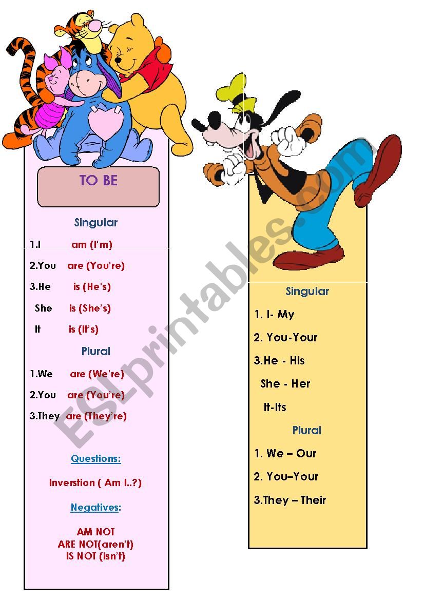 to be, possessive adjectives worksheet