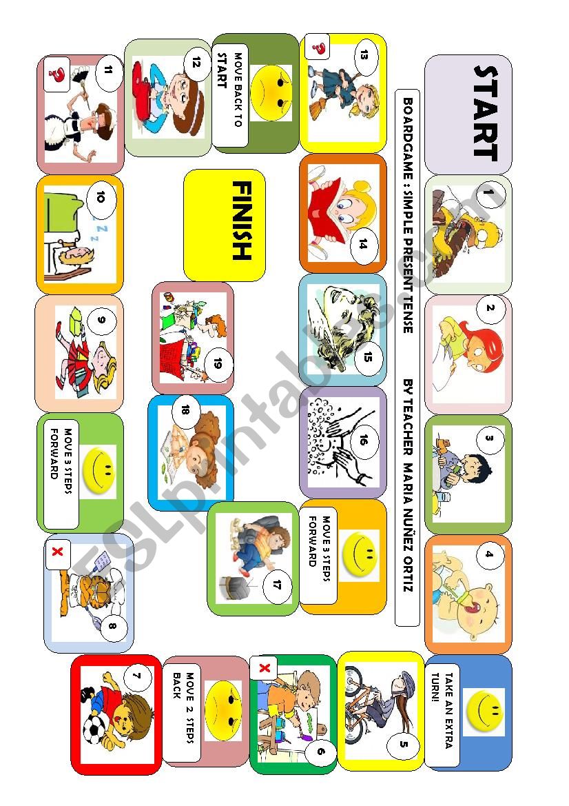 BOARDGAME: Simple present tense