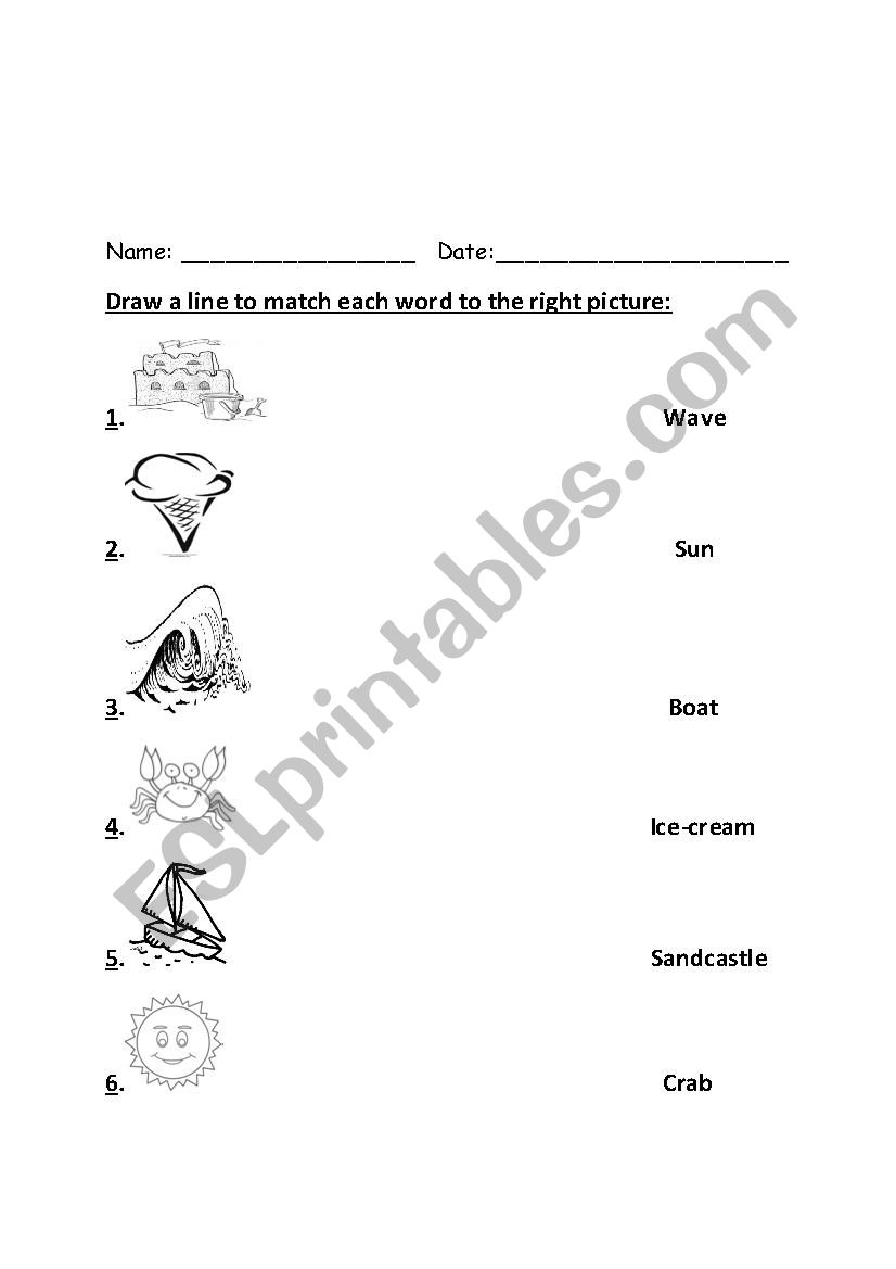 The Beach worksheet