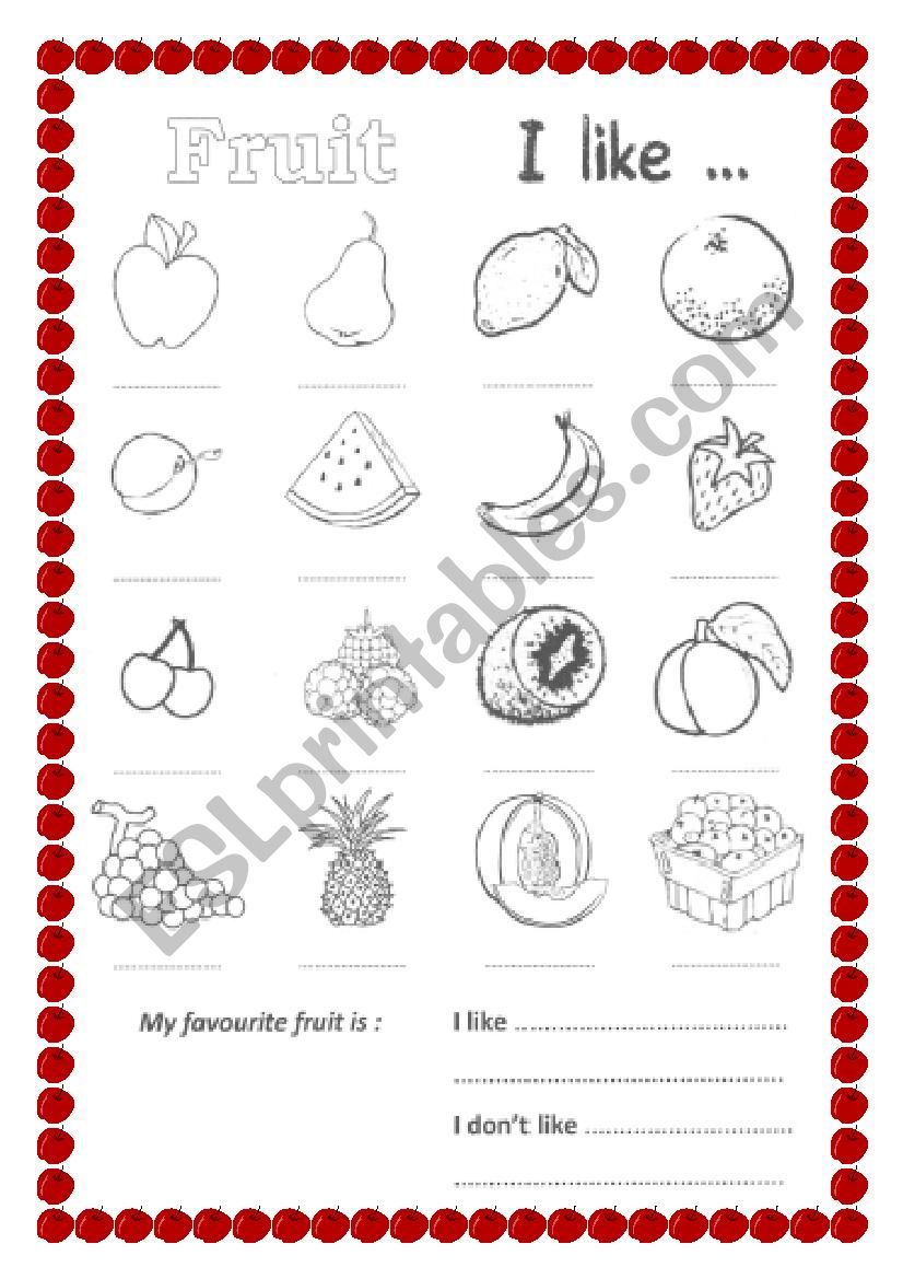 Fruit - label and write worksheet