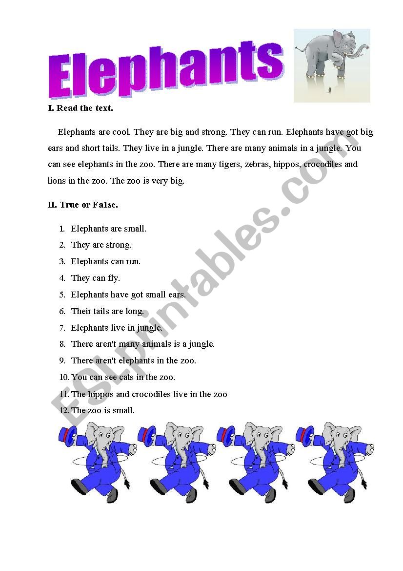 	Elephants worksheet