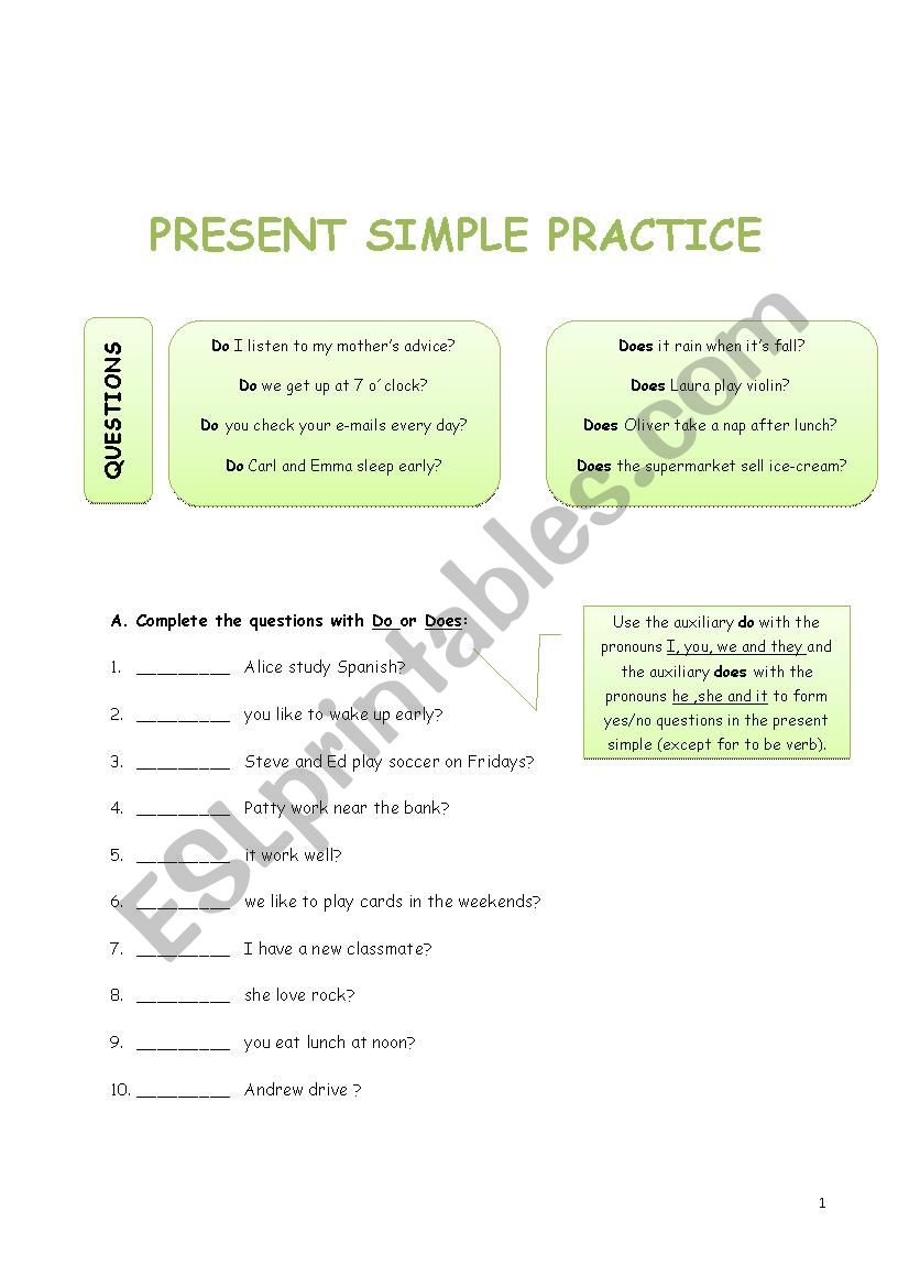 Present Simple Grammar Guide and Exercises