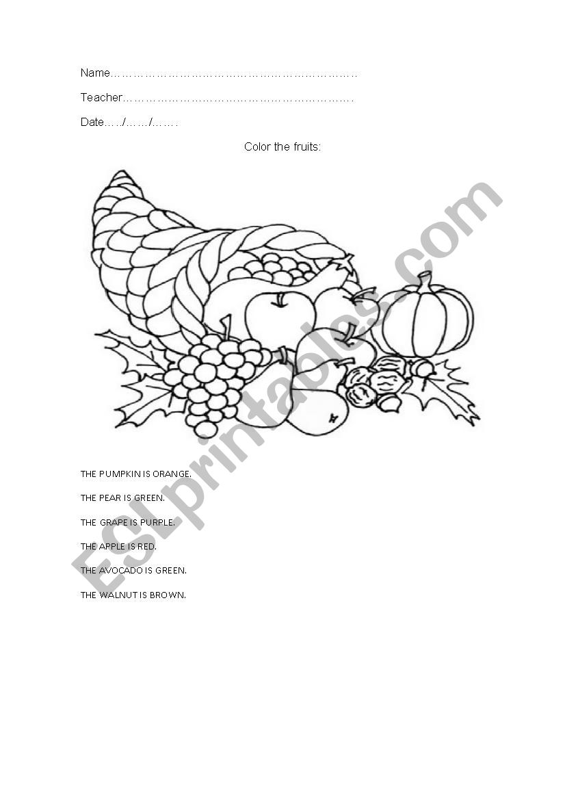 FRUITS. worksheet