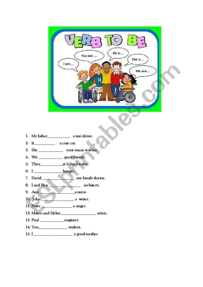 Practice of the verb to be worksheet