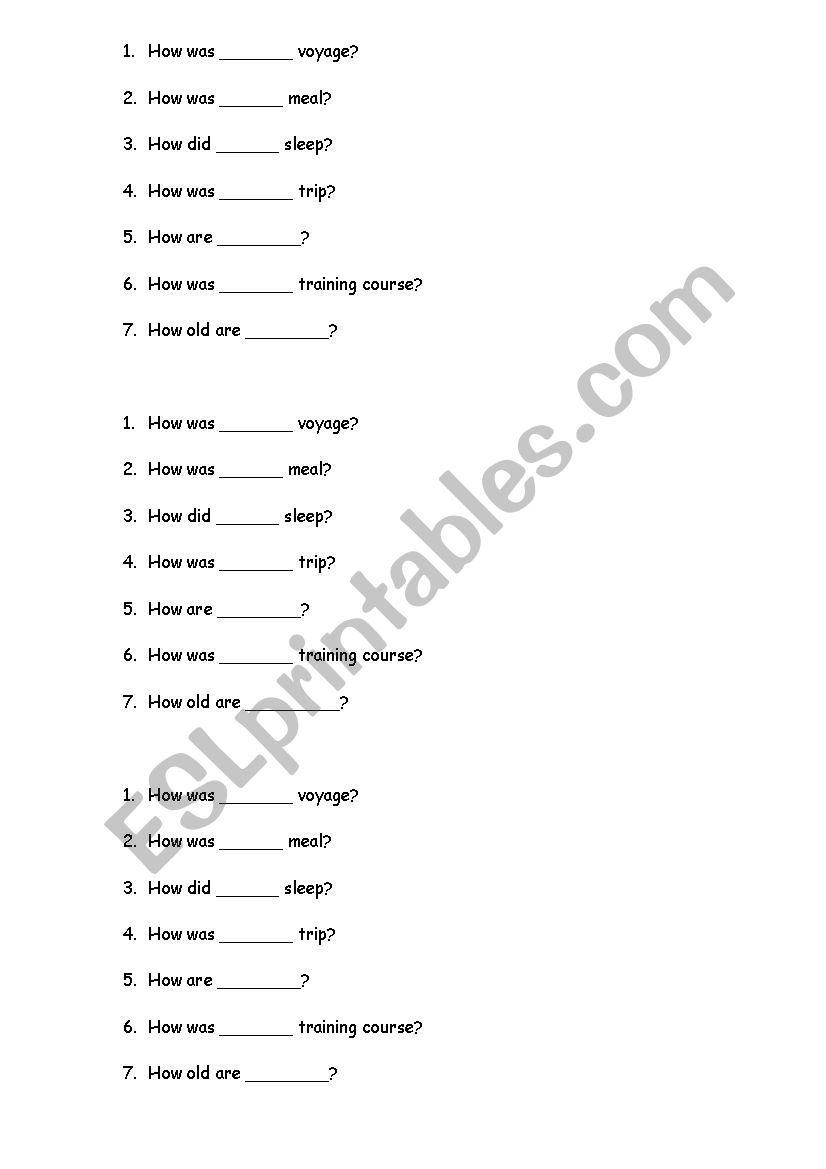 How . . . ? worksheet