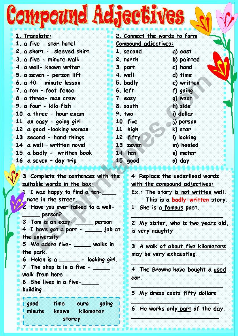 Compound Adjectives worksheet