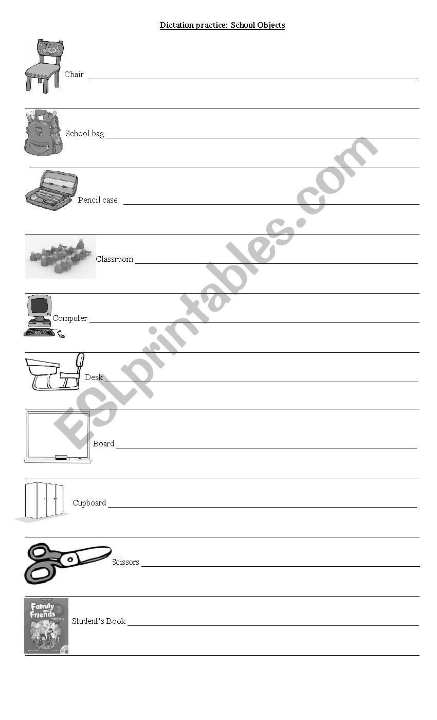 Dictation practice worksheet