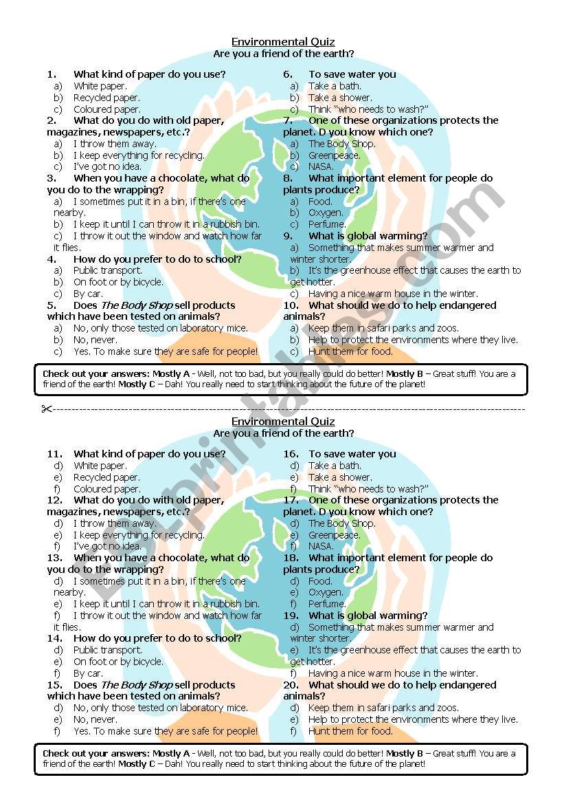 environmental quiz worksheet