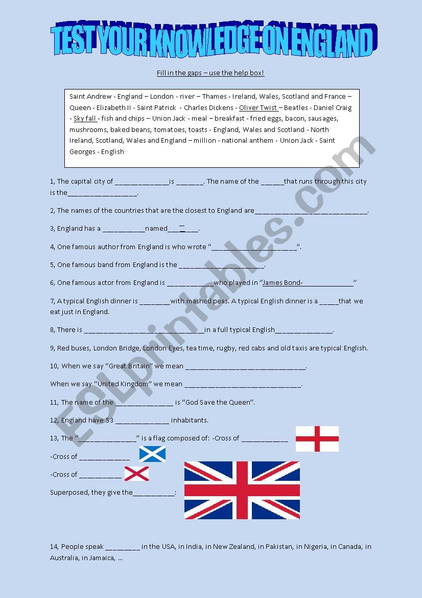 England - general knowledge quiz