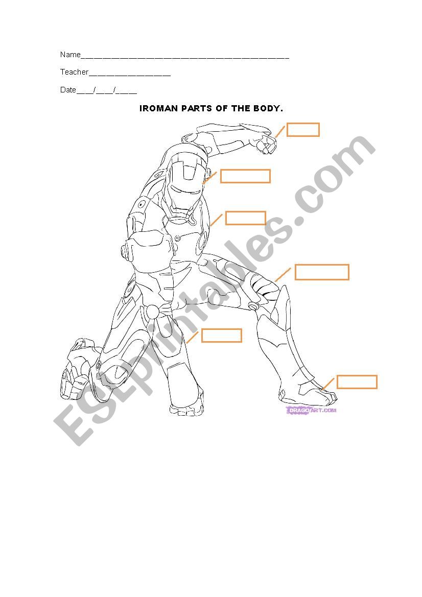 Iron man body. worksheet