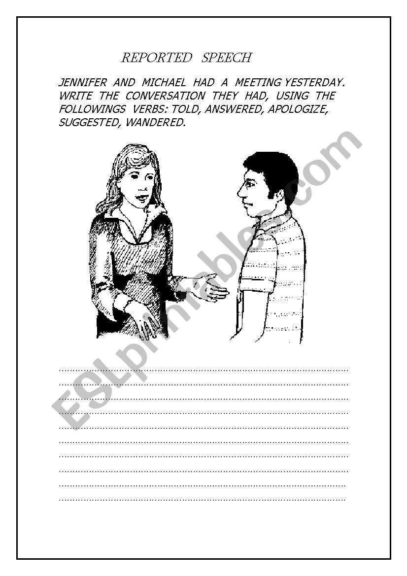 REPORTED SPEECH. worksheet