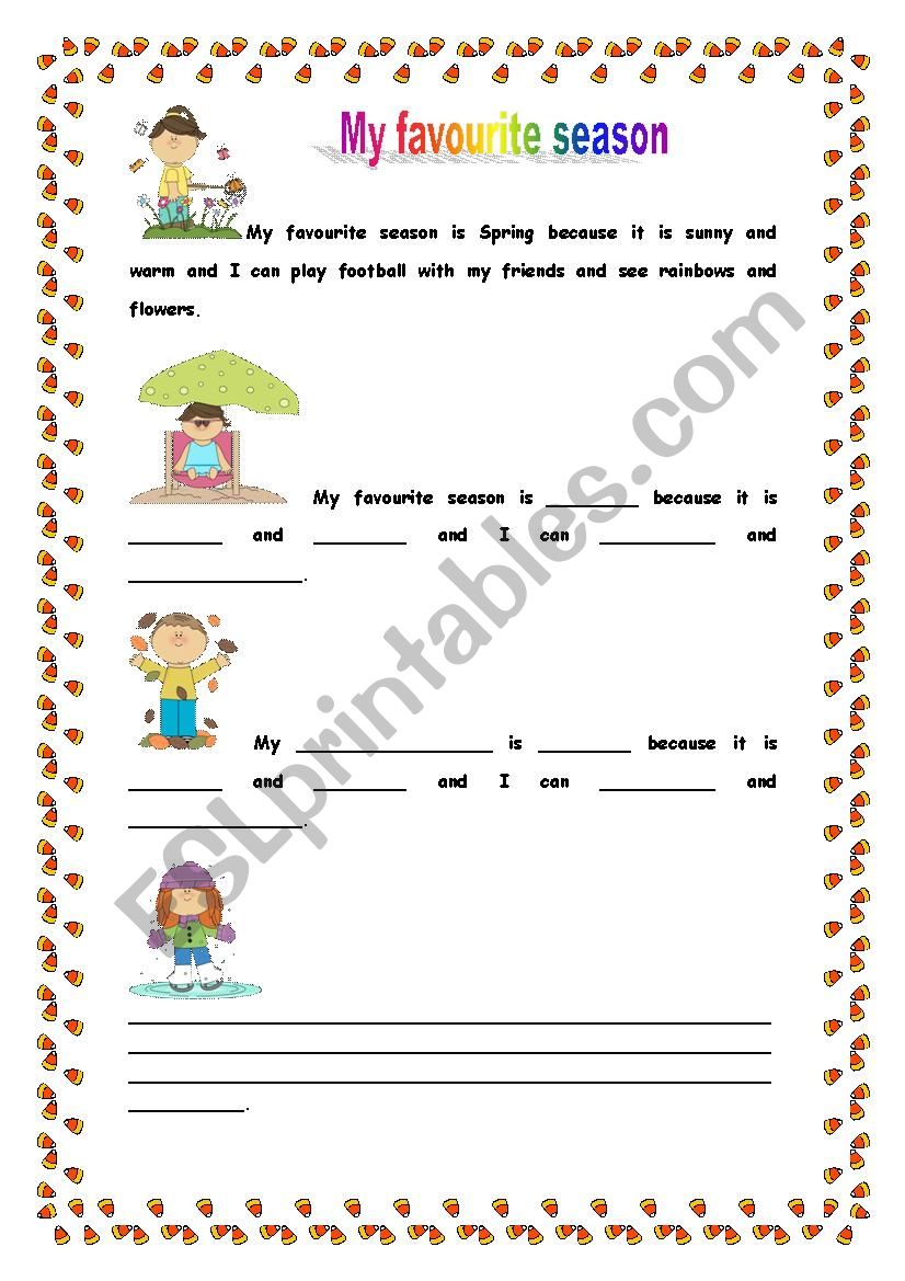 My favourite season worksheet