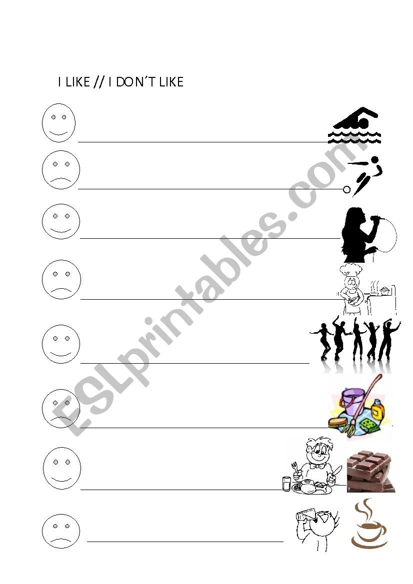 I like / I donÂ´t like  worksheet