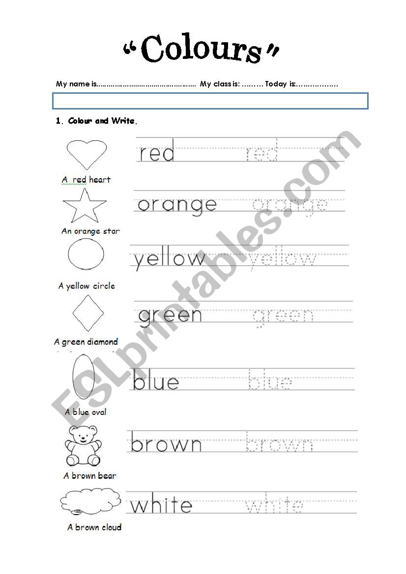 Colours  worksheet