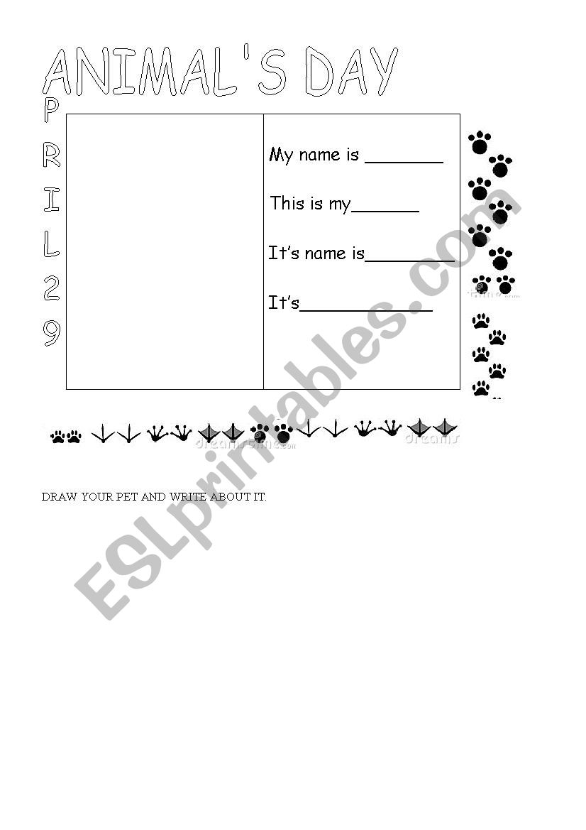 animals day worksheet