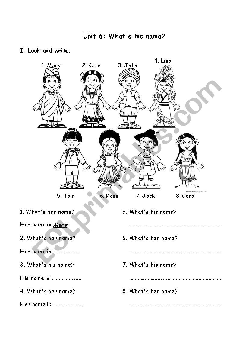 What his/her name? worksheet