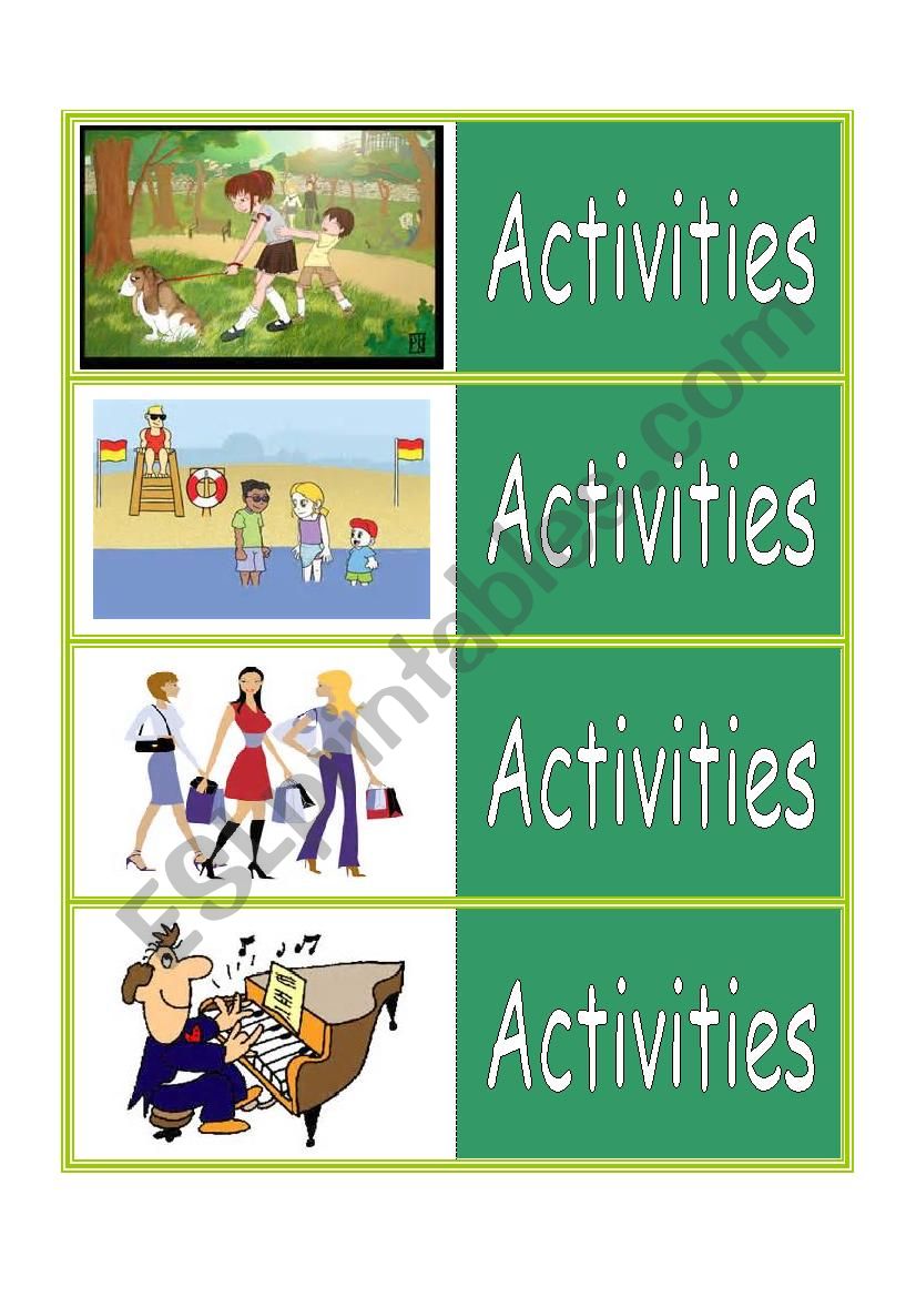 Activity Mini Flash Cards worksheet