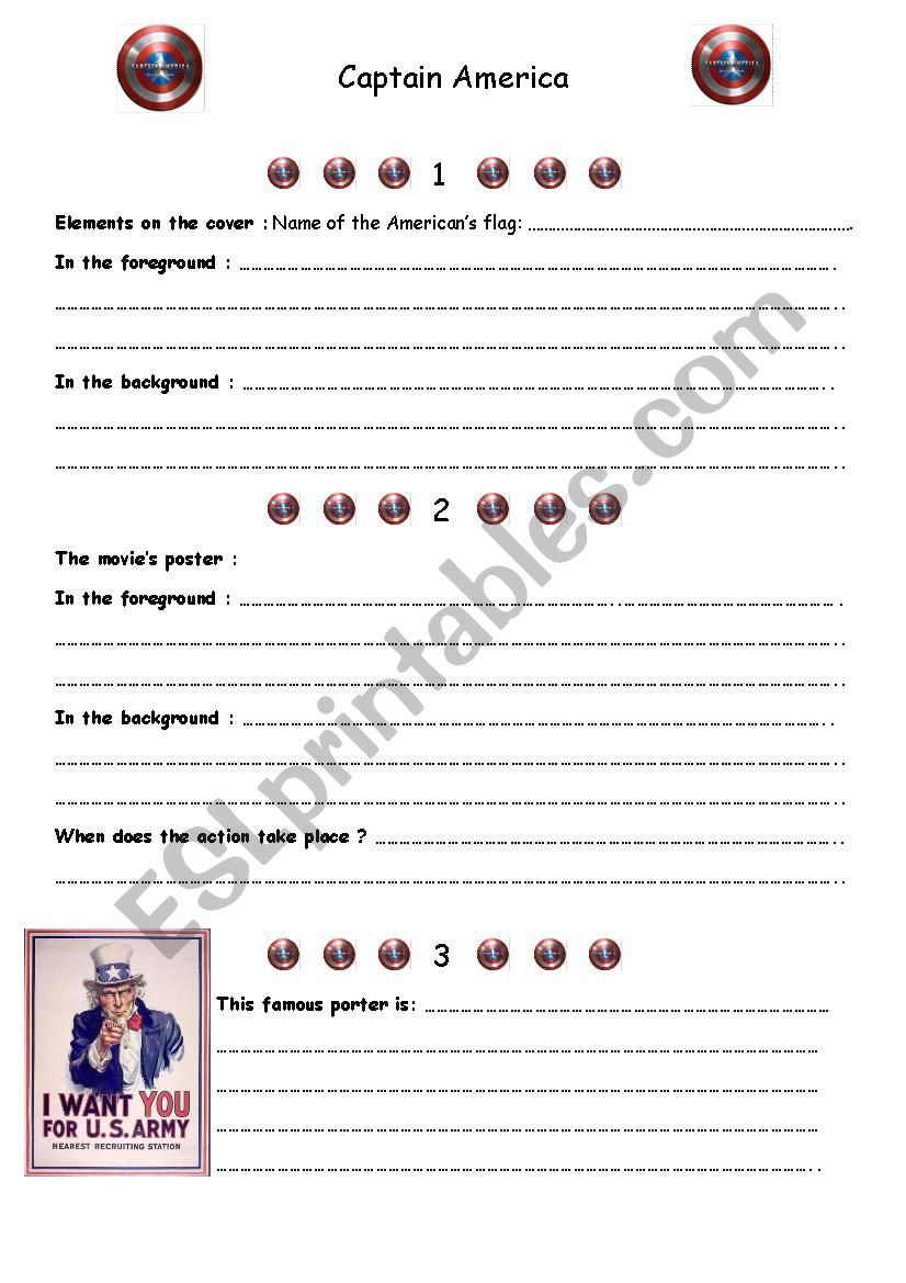 Captain America worksheet