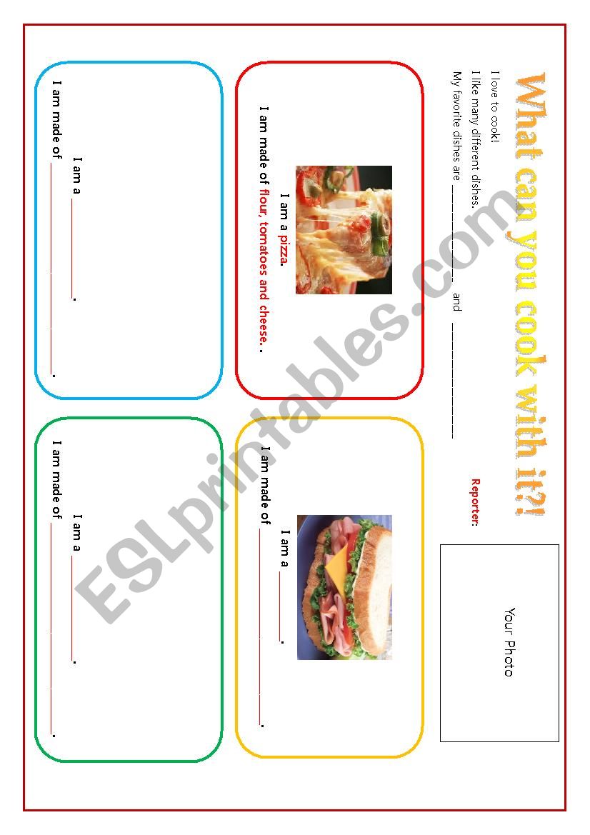what can you cook with it? worksheet