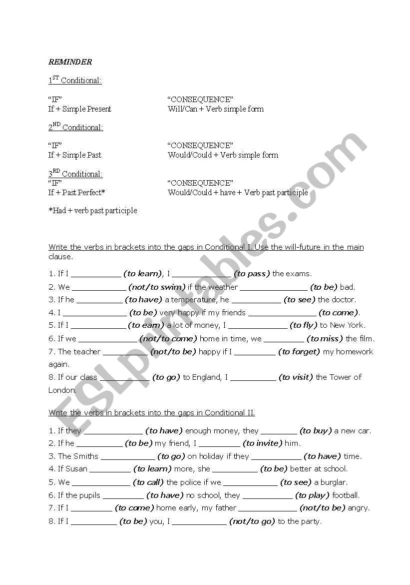 Conditionals worksheet