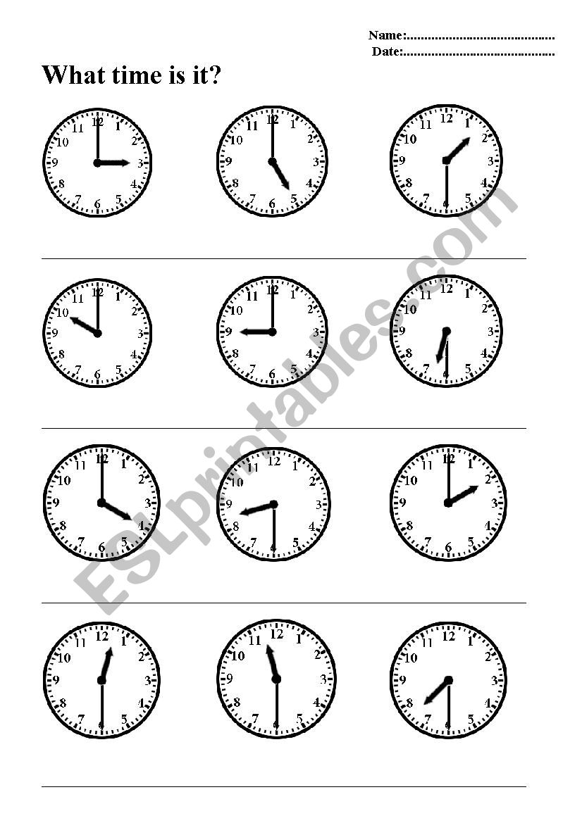 WHAT TIME IS IT? worksheet