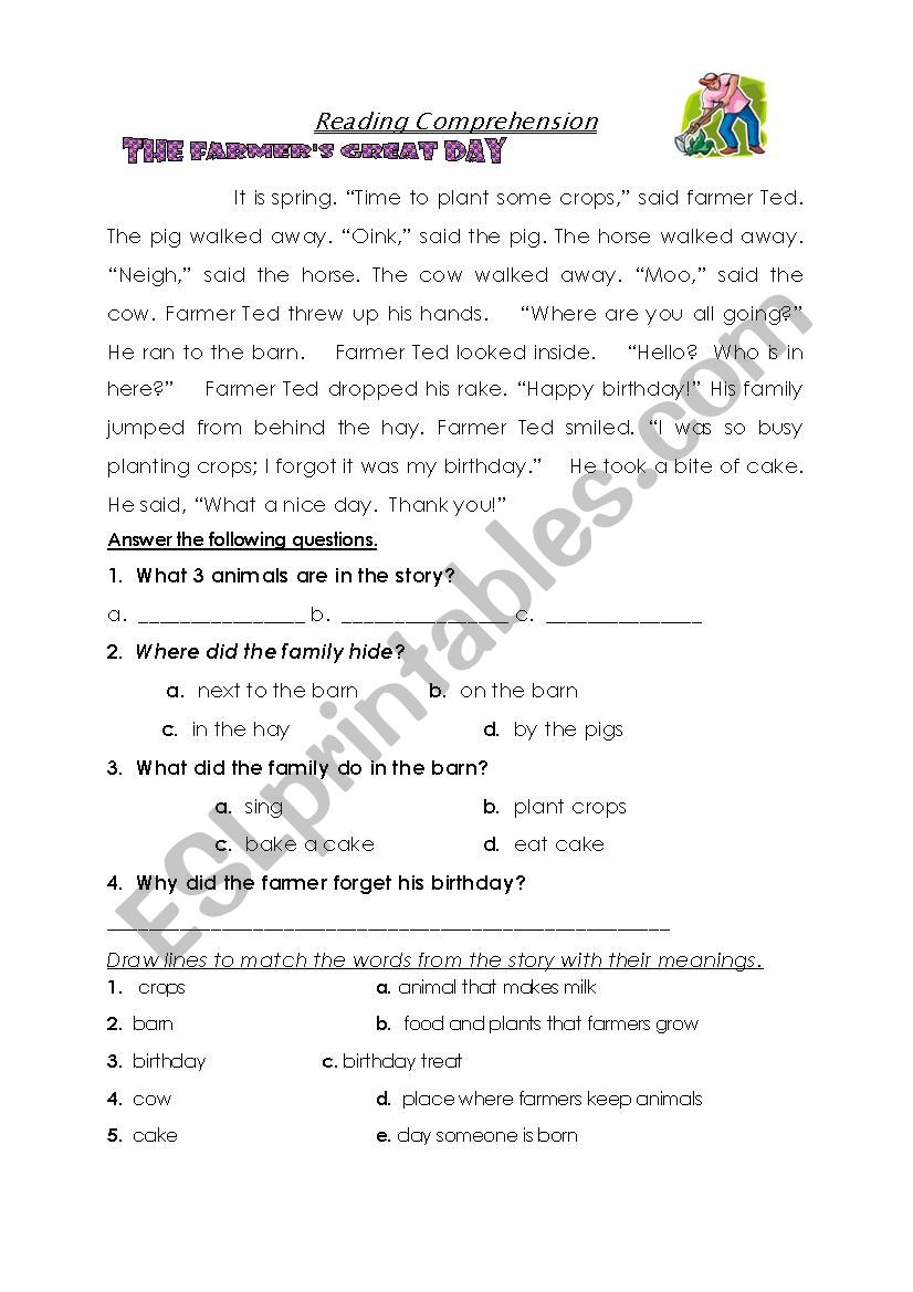 Reading Comprehesion worksheet