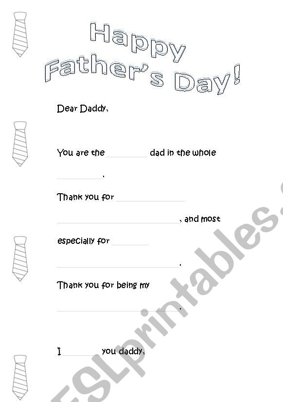 Happy fathers day worksheet
